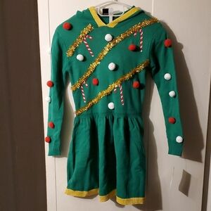 NWT MAD Engine Green Holiday Dress with Red & White Accents - Kids Size XS (4/5)